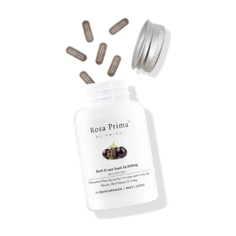 Unichi Rosa Prima Dark Grape Seed 26000mg With OPC206+ 60 Vegan Capsules