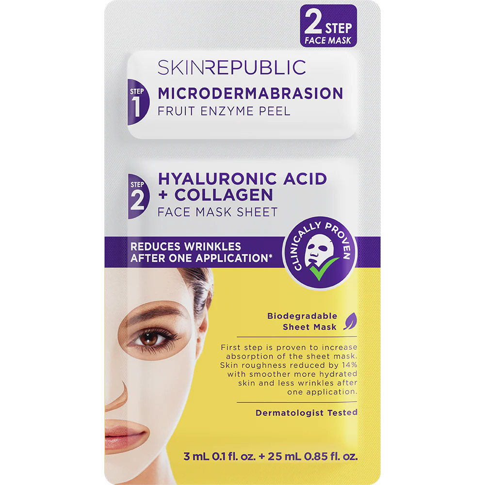 Skin Republic Two Step Hyaluronic Acid and Collagen Face Mask 3ml+25ml
