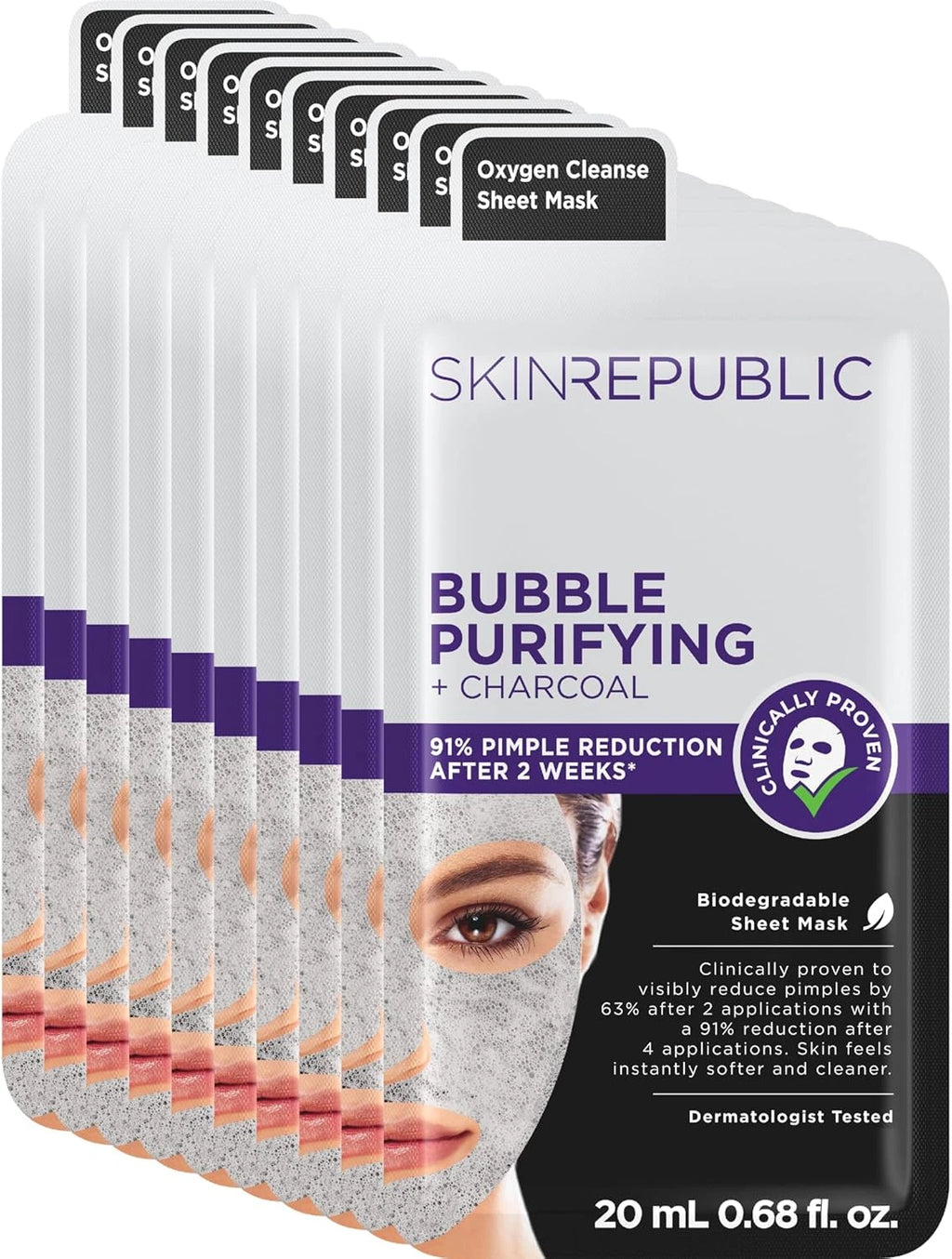 Skin Republic Bubble Purifying Charcoal Face Mask 20ml（10 Pack）