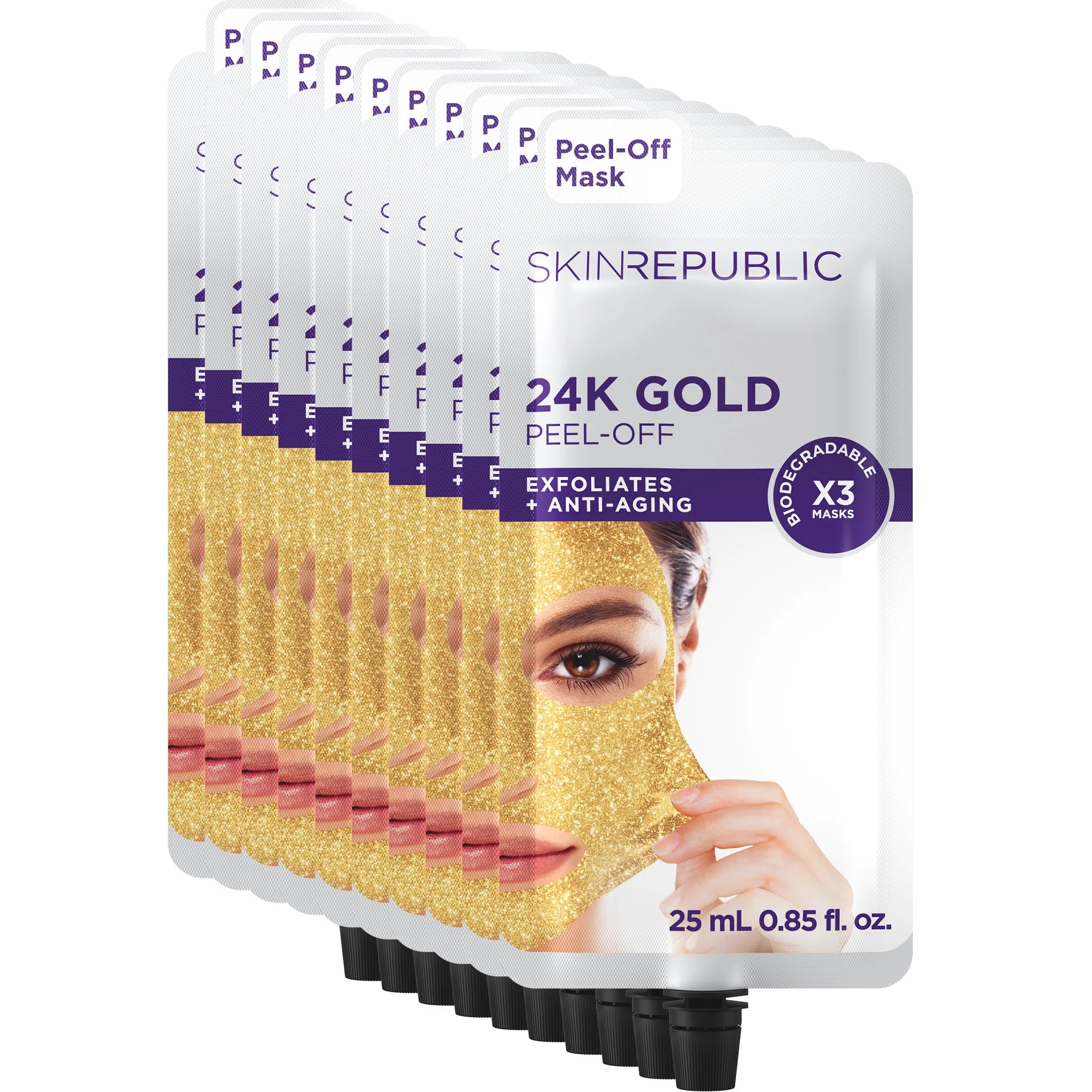Skin Republic 24K Gold Peel Off Mask 27ml （10 Pack）