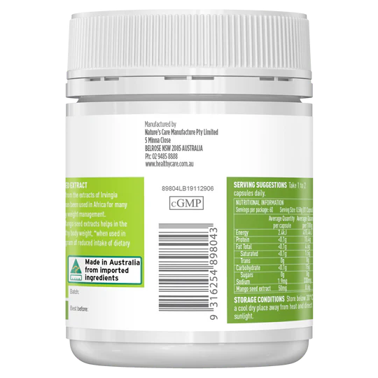 Healthy Care African Mango Seed Extract 50mg 60 Capsules