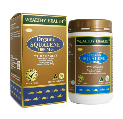 Wealthy Health Organic Squalene 1000mg with Vitamin E 365 Capsules