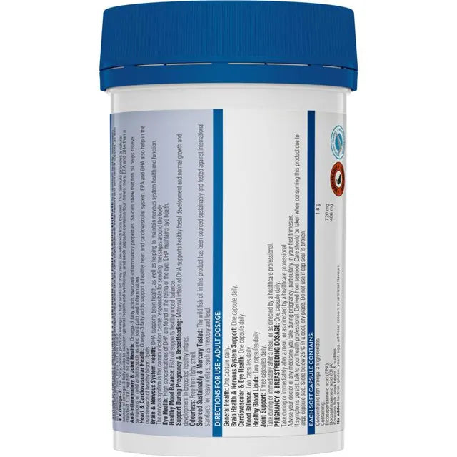 Swisse Ultiboost Odourless 4x Strength Wild Fish Oil Concentrate 60 Capsules