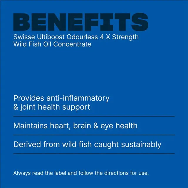 Swisse Ultiboost Odourless 4x Strength Wild Fish Oil Concentrate 60 Capsules