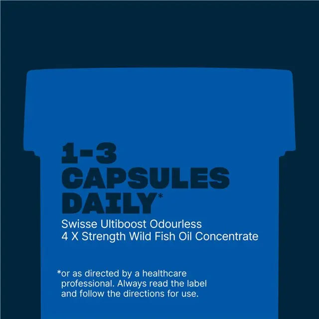 Swisse Ultiboost Odourless 4x Strength Wild Fish Oil Concentrate 60 Capsules