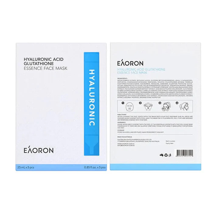 Eaoron Hyaluronic Acid Glutathione Essence Face Mask 25ml*5pcs