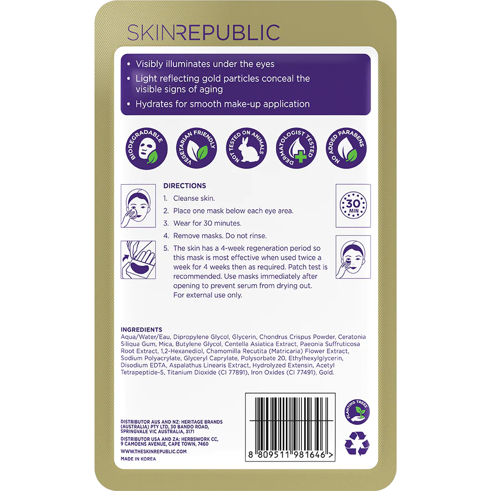 Skin Republic 24K Gold Aquagel Under Eye Mask 2 Pairs