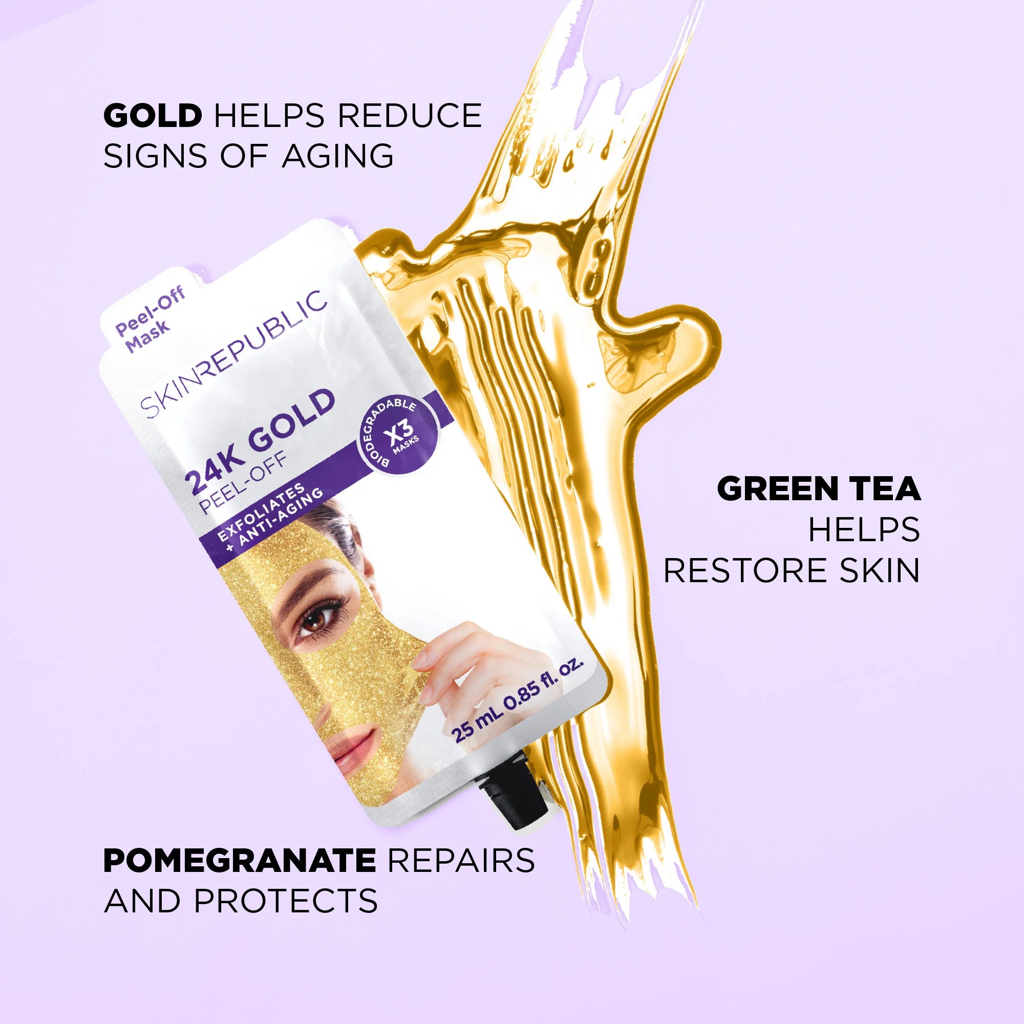 Skin Republic 24K Gold Peel Off Mask 27ml （10 Pack）