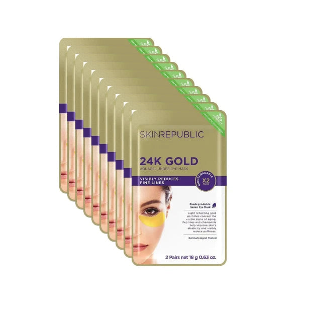 Skin Republic 24K Gold Aquagel Under Eye Mask 2Pairs （10 Pack）