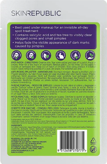 Skin Republic Spot Clear Salicylic Acid Patch 48 Patches（10 Pack）