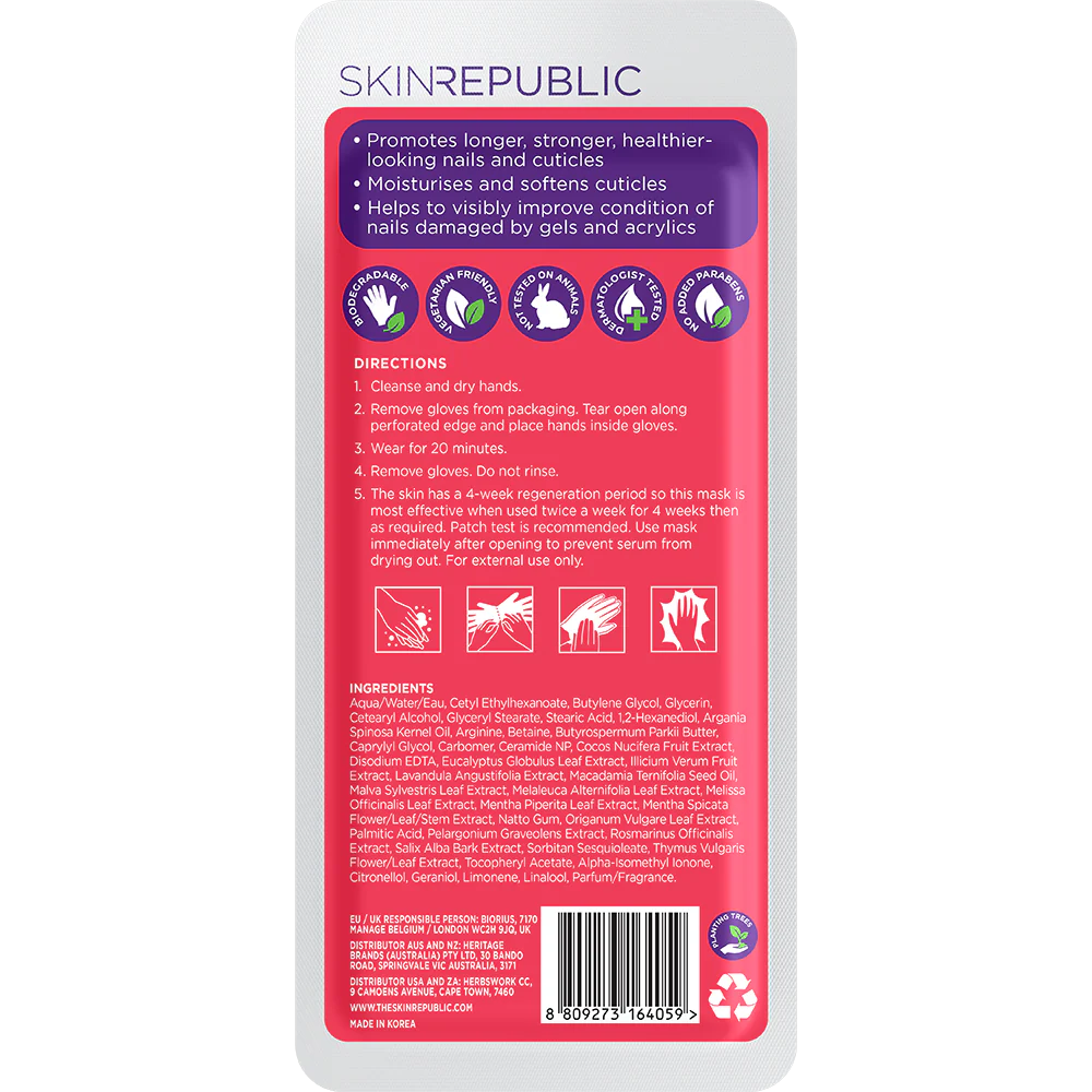 Skin Republic Nail + Cuticle Hand Mask 18g（10 Pack）