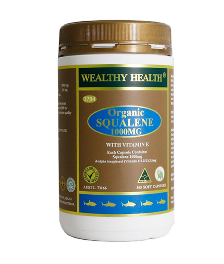 Wealthy Health Organic Squalene 1000mg with Vitamin E 365 Capsules