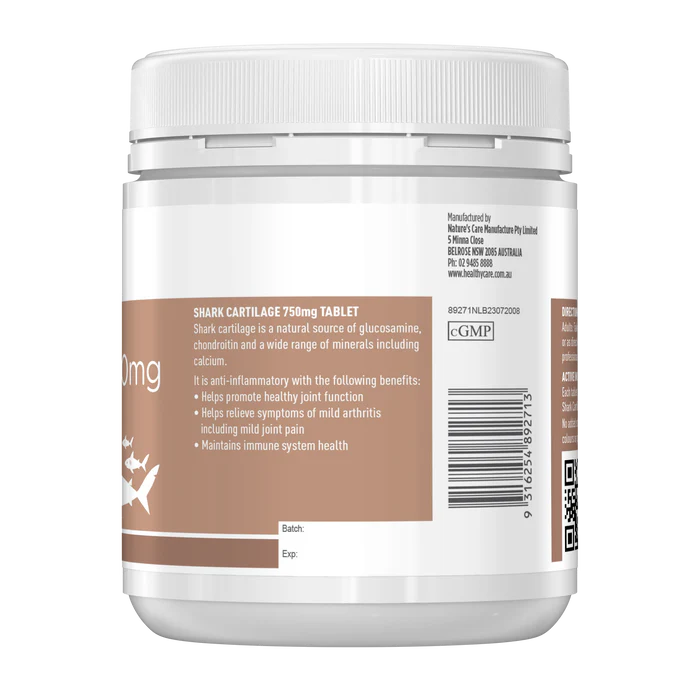Healthy Care Shark Cartilage 750mg 200 Tablets