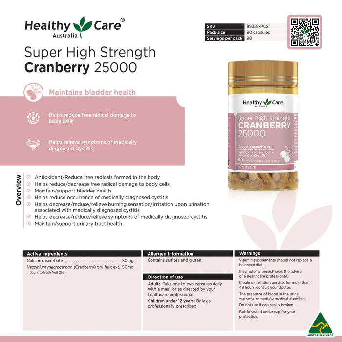 Healthy Care Super High Strength Cranberry 90 Capsules