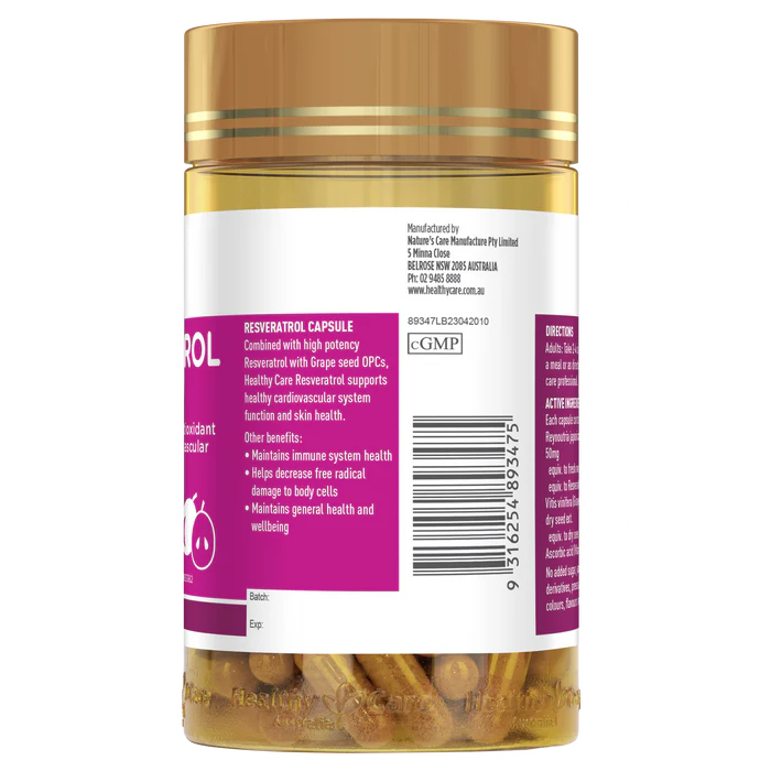 Healthy Care Resveratrol 180 Capsules