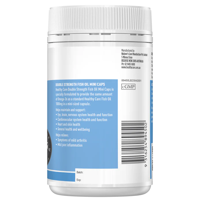 Healthy Care Double Strength Fish Oil Mini Caps 200 Capsules
