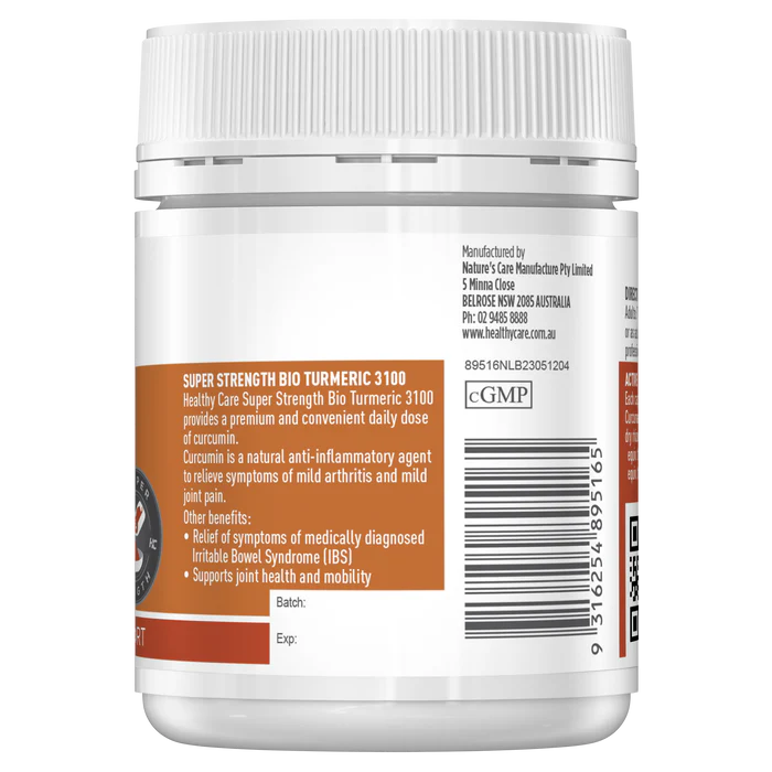 Healthy Care Super Strength Bio Turmeric 3100mg 100 Capsules