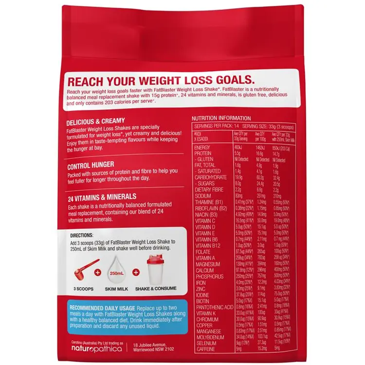 FatBlaster Weight Loss Shake Vanilla 465g