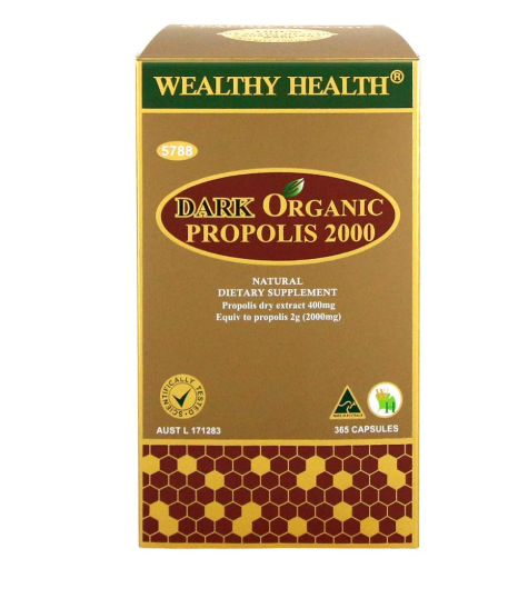 Wealthy Health Dark Organic Propolis 2000 365 Capsules