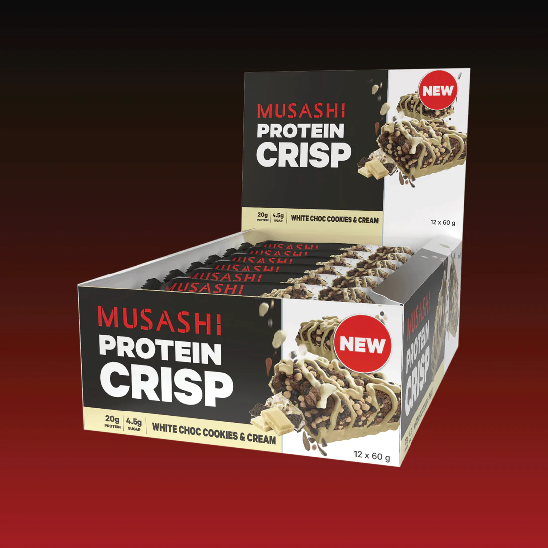 Musashi Protein Crisp-White Choc Cookies & Cream 60g*12
