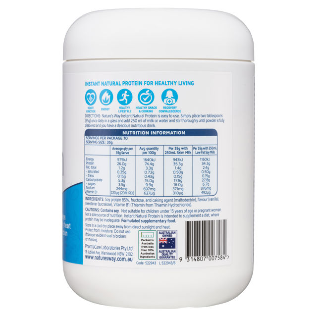 Nature's Way Instant Natural Protein Vanilla 375g