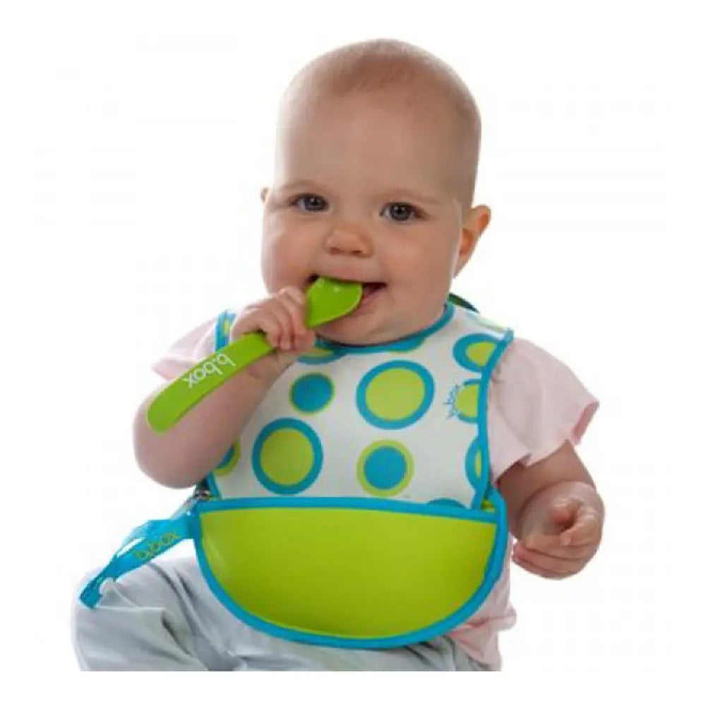 B.box Travel Bib + Flexible Spoon –Retro Circles