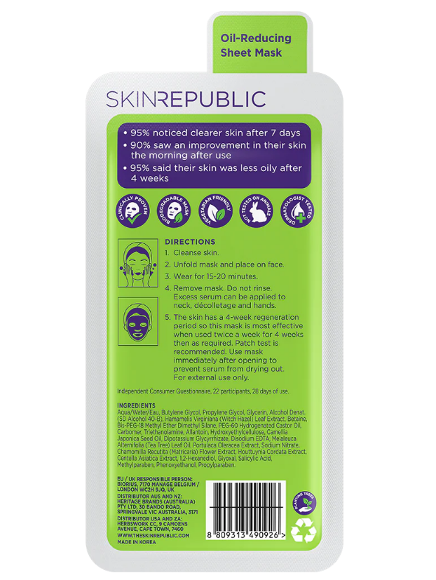 Skin Republic Spots and Blemish Face Mask 25ml（10 Pack）