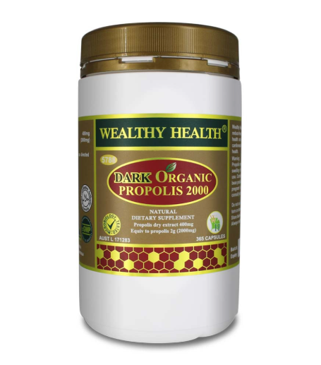 Wealthy Health Dark Organic Propolis 2000 365 Capsules