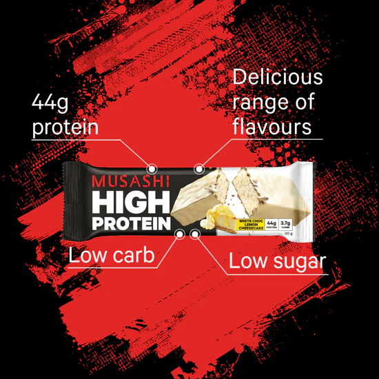 Musashi High Protein-White Choc Caramel 90g*12