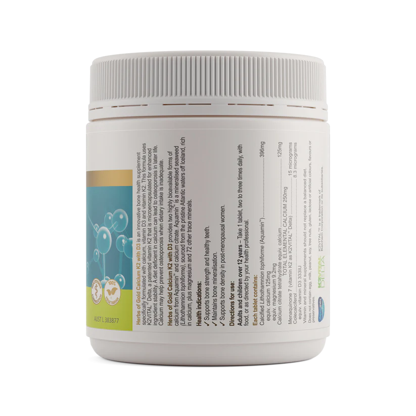 Herbs of Gold Calcium K2 with D3 90 Tablets
