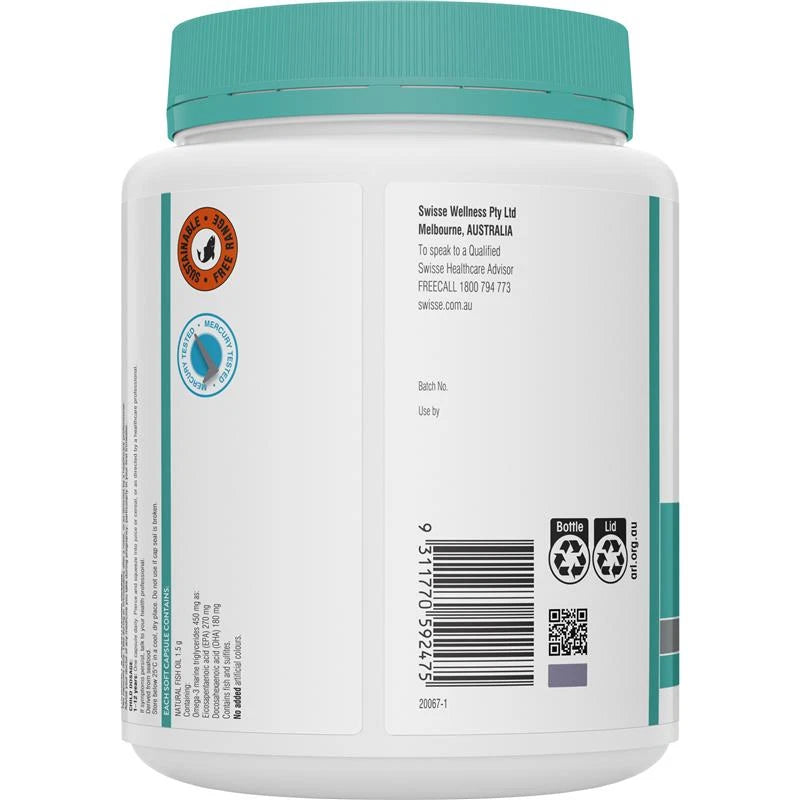 Swisse Ultiboost Odourless High Strength Wild Fish Oil 1500mg 400 Capsules