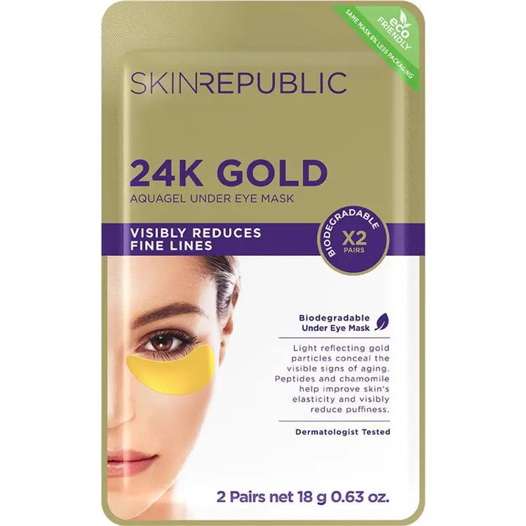 Skin Republic 24K Gold Aquagel Under Eye Mask 2Pairs （10 Pack）