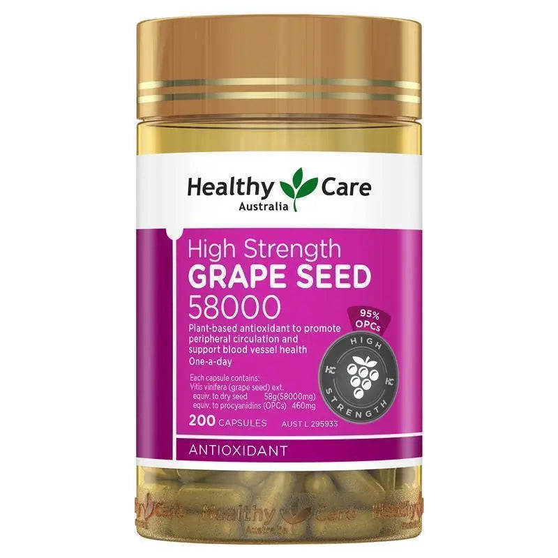 Healthy Care High Strength Grape Seed 58000 200 Capsules