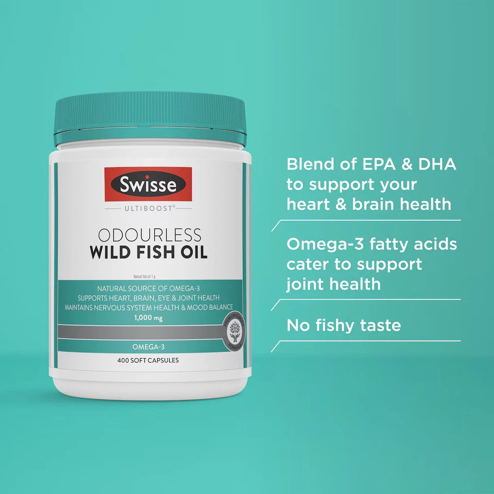 Swisse Ultiboost Odourless Wild Fish Oil 1000mg 400 Capsules
